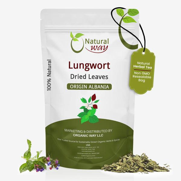 Natural Lungwort Dried Leaves Cut & Sifted (Pulmonaria Officinalis) | Kosher Certified | Raw, Vegan, Non GMO & Gluten Free | USDA Certified | Origin - Albania