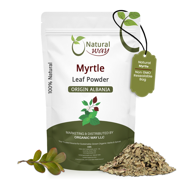 Natural Myrtle Leaf Powder (Myrtus communis) - European Wild-Harvest | Kosher Certified | Raw, Vegan, Non GMO & Gluten Free | USDA Certified | Origin - Albania