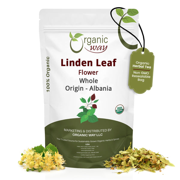 Linden Flower & Leaf Herbal Tea Blossom & Culinary Use | European Wild-Harvest | Kosher & USDA Certified | Vegan, Non-GMO & Gluten Free | 100% Raw from Albania
