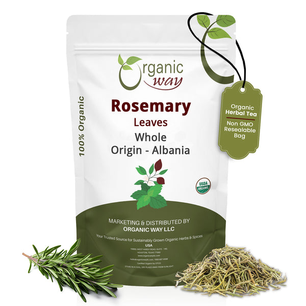 Dried Rosemary Leaves Whole Herb - Herbal Tea & Culinary Use | European Wild-Harvest | Kosher & USDA Certified | Vegan, Non-GMO & Gluten Free | 100% Raw from Albania