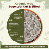 Sage Leaf Cut & Sifted (Salvia officinalis) | Herbal Tea - European Wild-Harvest | Kosher Certified | Raw, Non GMO & Gluten Free | USDA Certified | Origin - Albania