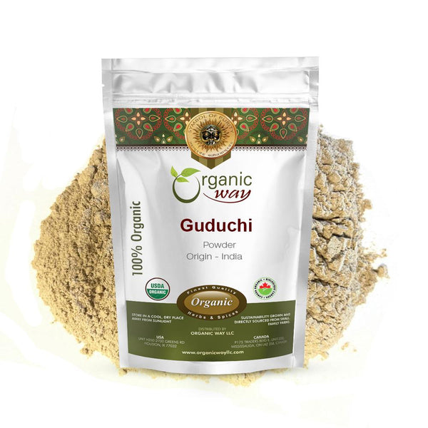 Organic Way Premium Grade Guduchi Powder (Tinospora cordifolia) - Organic & Kosher Certified | Raw, Vegan, Non GMO & Gluten Free | USDA Certified | Origin - India