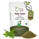 Holy Tulsi/Holy Basil Herb Cut & Sifted (Ocimum Tenuiflorum) - Pure Leaves | Kosher Certified | Raw, Vegan, Non GMO & Gluten Free | USDA Certified | Origin - India