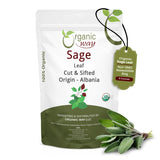 Sage Leaf Cut & Sifted (Salvia officinalis) | Herbal Tea - European Wild-Harvest | Kosher Certified | Raw, Non GMO & Gluten Free | USDA Certified | Origin - Albania