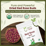 Dried Red Rose Buds - Herbal Tea | European Wild-Harvest | USDA & Kosher Certified | Vegan, Non GMO & Gluten Free | Origin - Egypt