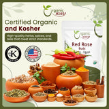 Dried Red Rose Buds - Herbal Tea | European Wild-Harvest | USDA & Kosher Certified | Vegan, Non GMO & Gluten Free | Origin - Egypt