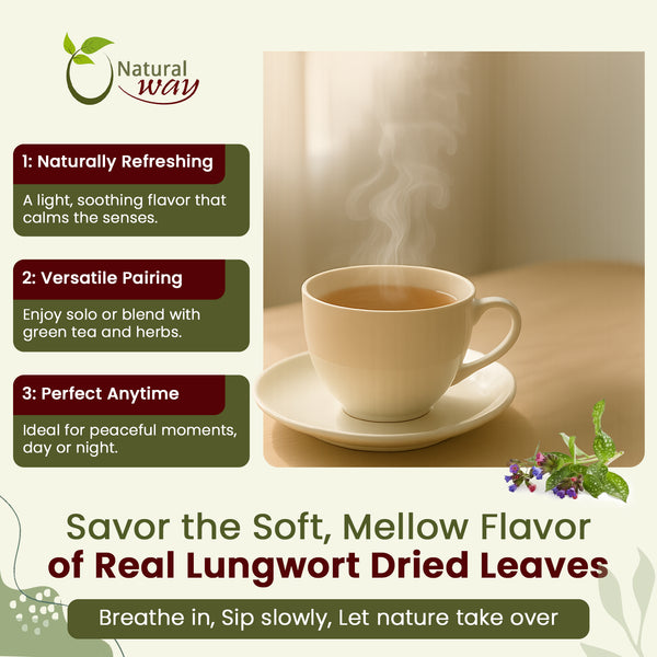 Natural Lungwort Dried Leaves Cut & Sifted (Pulmonaria Officinalis) | Kosher Certified | Raw, Vegan, Non GMO & Gluten Free | USDA Certified | Origin - Albania