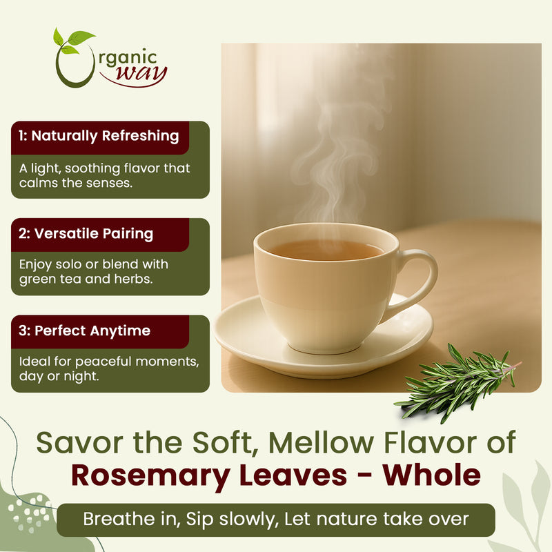 Dried Rosemary Leaves Whole Herb - Herbal Tea & Culinary Use | European Wild-Harvest | Kosher & USDA Certified | Vegan, Non-GMO & Gluten Free | 100% Raw from Albania
