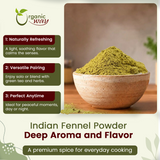 Fennel Seed Powder (Foeniculum vulgare) - Improve Digestion | Kosher Certified | Raw, Vegan, Non GMO & Gluten Free | USDA Certified | Origin - India