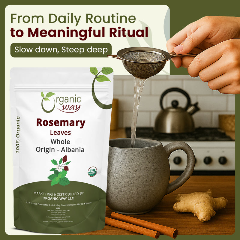 Dried Rosemary Leaves Whole Herb - Herbal Tea & Culinary Use | European Wild-Harvest | Kosher & USDA Certified | Vegan, Non-GMO & Gluten Free | 100% Raw from Albania