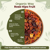 Premium Rosehips Fruit Whole (Rosa canina) - European Wild-Harvest | Kosher Certified | Vegan, Non GMO & Gluten Free | USDA Certified | Origin - Albania