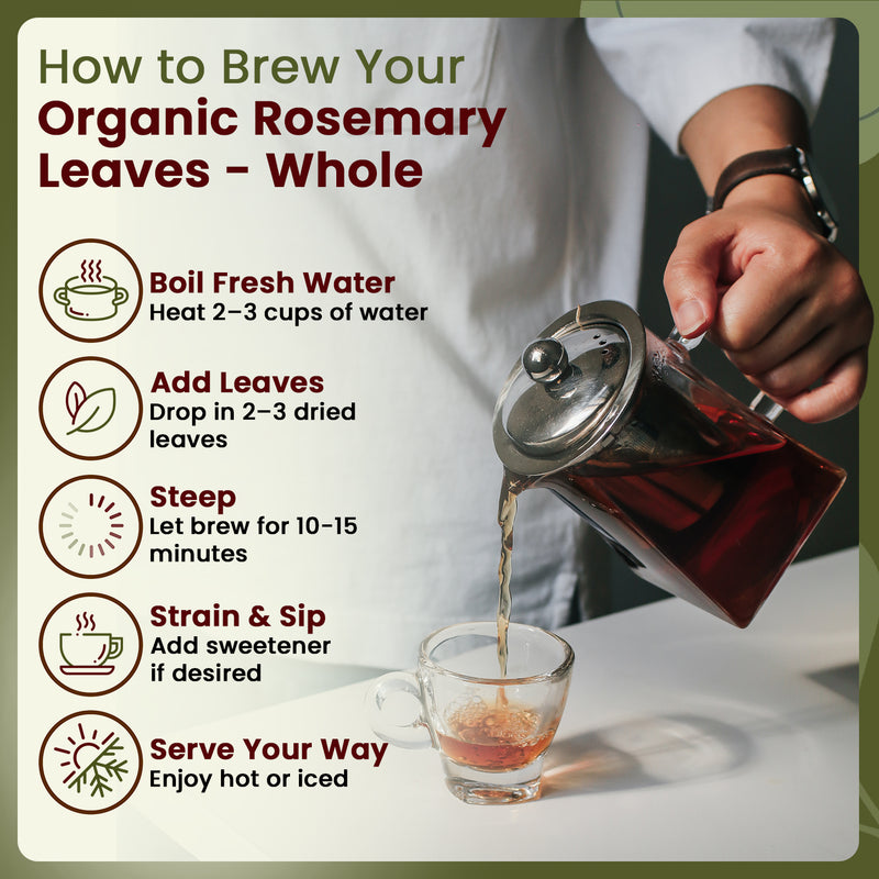 Dried Rosemary Leaves Whole Herb - Herbal Tea & Culinary Use | European Wild-Harvest | Kosher & USDA Certified | Vegan, Non-GMO & Gluten Free | 100% Raw from Albania