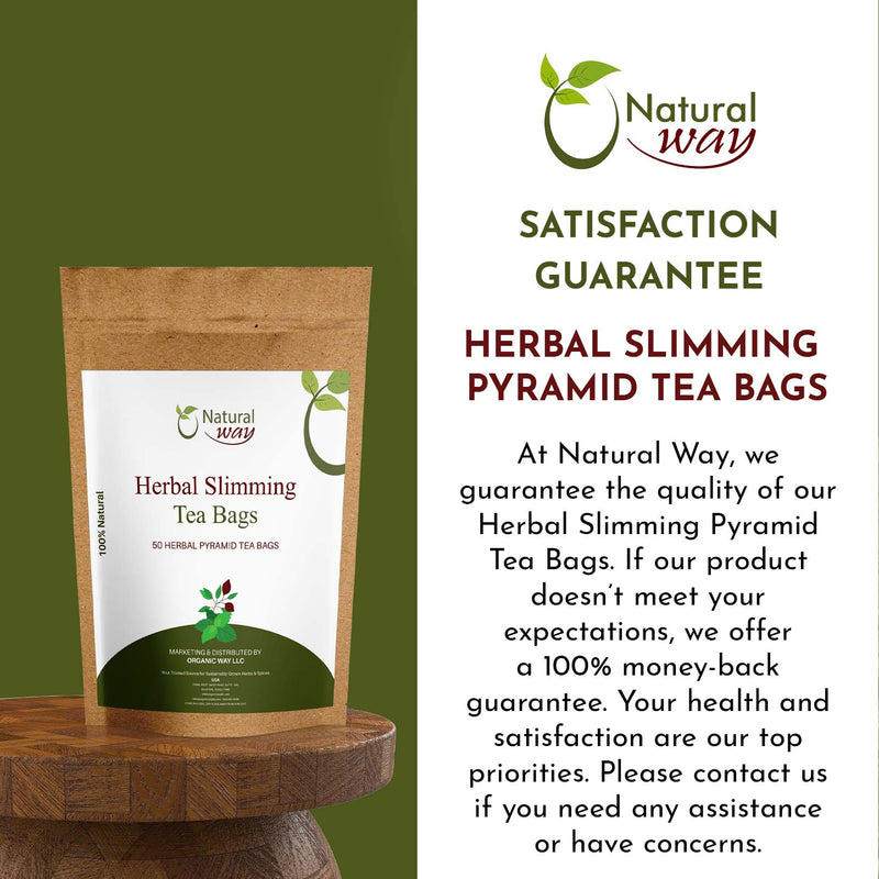 Herbal Slimming Pyramid Tea Bags | Herbal Blend for Natural Cleansing & Balanced Lifestyle | Herbal Slimming Pyramid Tea Bags | Caffeine Free 100% Natural Ingredients | ECO Conscious Tea Bags | 50 Tea Bags