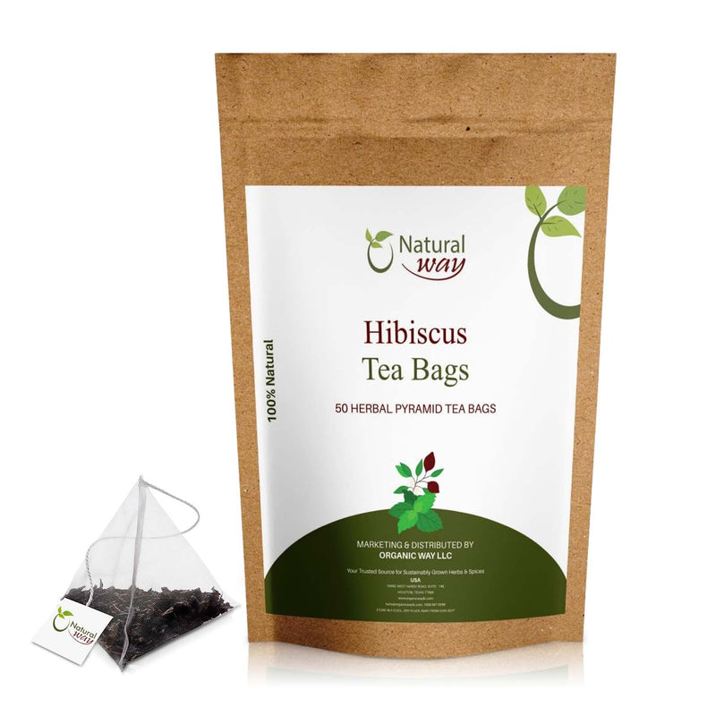 Pyramid Hibiscus Tea Bags | Herbal Blend for Natural Cleansing & Balanced Lifestyle | Herbal Slimming Pyramid Tea Bags | Caffeine Free 100% Natural Ingredients | ECO Conscious Tea Bags | 4.5 Oz (Pack of 50)