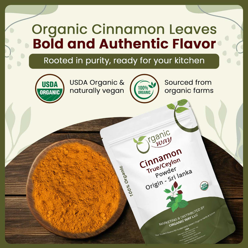 True Ceylon Cinnamon Powder | Kosher Certified | Raw, Vega, Non-GMO & Gluten Free | Freshly Grounded Premium Cinnamon | Resealable Bag | Origin-Sri Lanka
