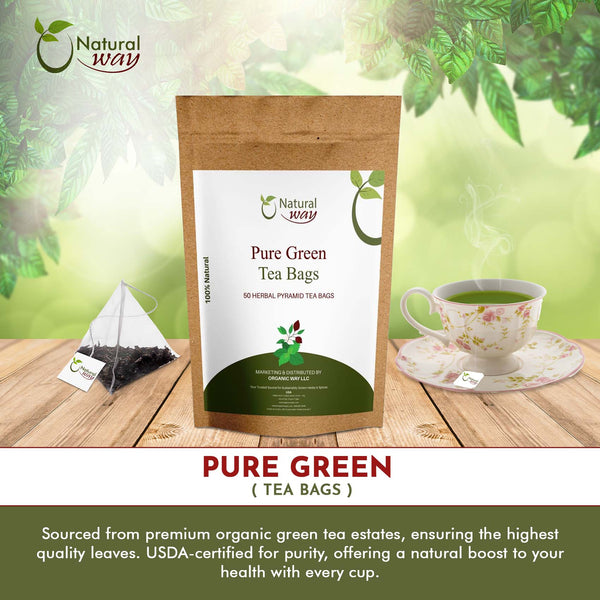 Pure Green Tea Bags | Caffeine-Free Pyramid Tea Bags,100% Natural Ingredients, ECO Conscious Packaging | Herbal Tea for Relaxation | Rich Flavor, and Sustainable Enjoyment