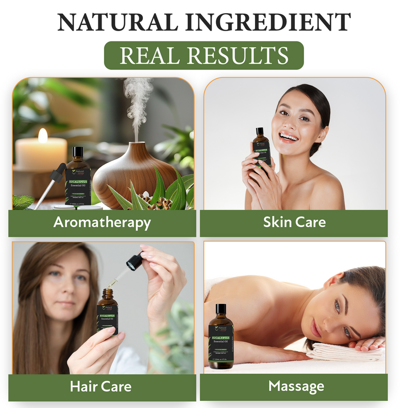 Natural Way Eucalyptus Essential Oil | Premium Grade Essential Oils for Hair Care, Oil for Skin, Aromatherapy, & Diffuser | Essential Oil for Skin Tag Remover, Massage Oil & Humidifier Use | 4 Fl Oz (120 mL)