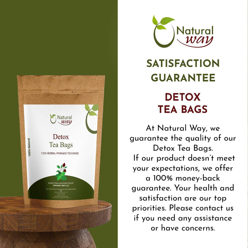 Detox Tea Bags | Pyramid Tea Bags, Caffeine-Free, 100% Natural Ingredients, ECO Conscious Packaging | Herbal Tea for Relaxation | Rich Flavor, and Sustainable Enjoyment, 9 Oz (pack of 100)