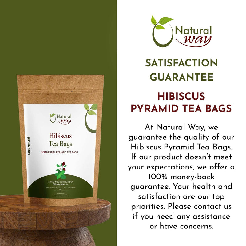 Hibiscus Tea Bags |  Herbal Blend for Natural Cleansing & Balanced Lifestyle | Herbal Slimming Pyramid Tea Bags | Caffeine Free 100% Natural Ingredients | ECO Conscious Tea Bags | 9 Oz (Pack of 100)