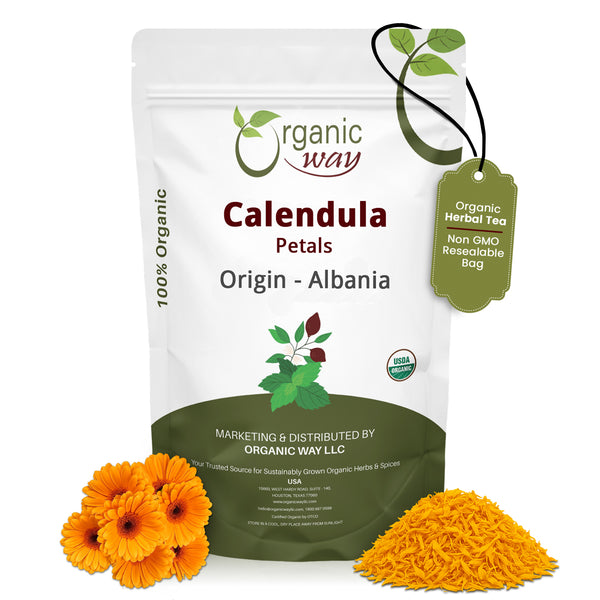 Dried Calendula Petals | Herbal Tea (Calendula Officinalis) - European Wild-Harvest | Kosher Certified | USDA Certified | Origin - Albania