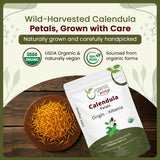 Dried Calendula Petals | Herbal Tea (Calendula Officinalis) - European Wild-Harvest | Kosher Certified | USDA Certified | Origin - Albania