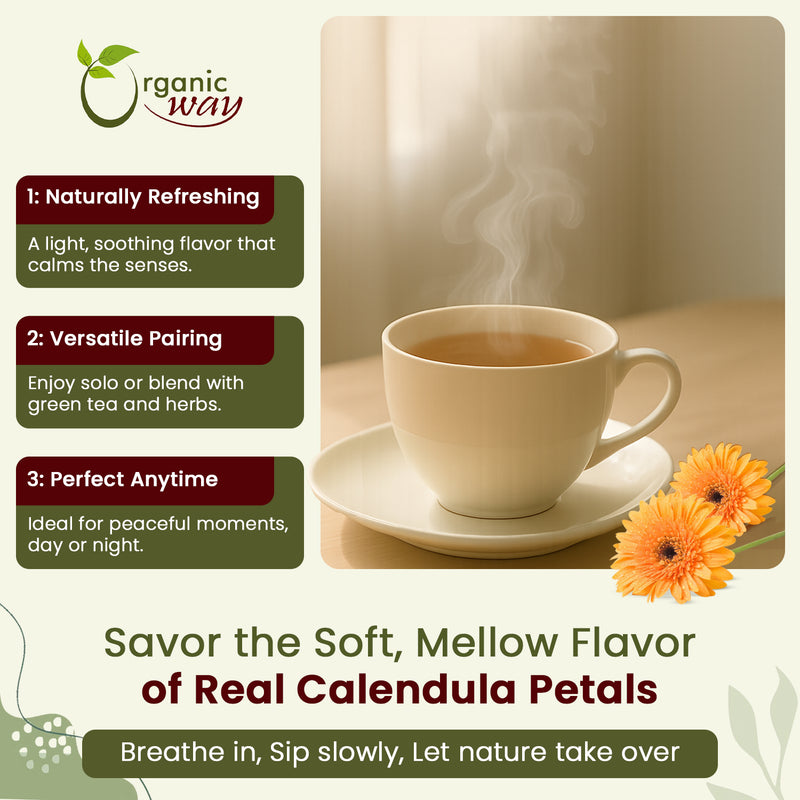 Dried Calendula Petals | Herbal Tea (Calendula Officinalis) - European Wild-Harvest | Kosher Certified | USDA Certified | Origin - Albania