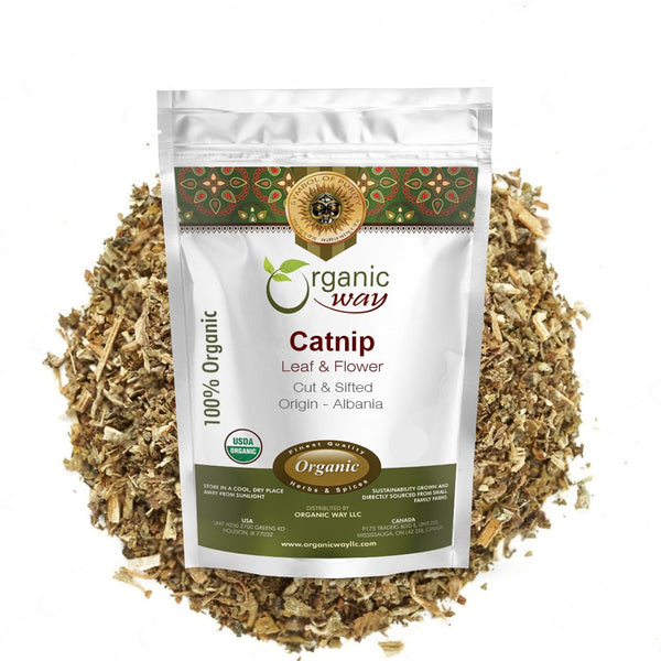 Catnip Leaf and Flower Cut & Sifted (Nepeta cataria) - Herbal Tea | European Wild-Harvest | Kosher & USDA Certified | Vegan, Non-GMO & Gluten Free | 100% Raw from Albania