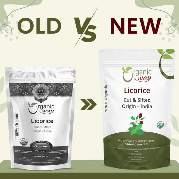 Licorice Root Cut & Sifted (Glycyrrhiza glabra) - Herbal Tea | Kosher & USDA Certified | Vegan, Non-GMO & Gluten Free | Resealable Bag | 100% Raw from India