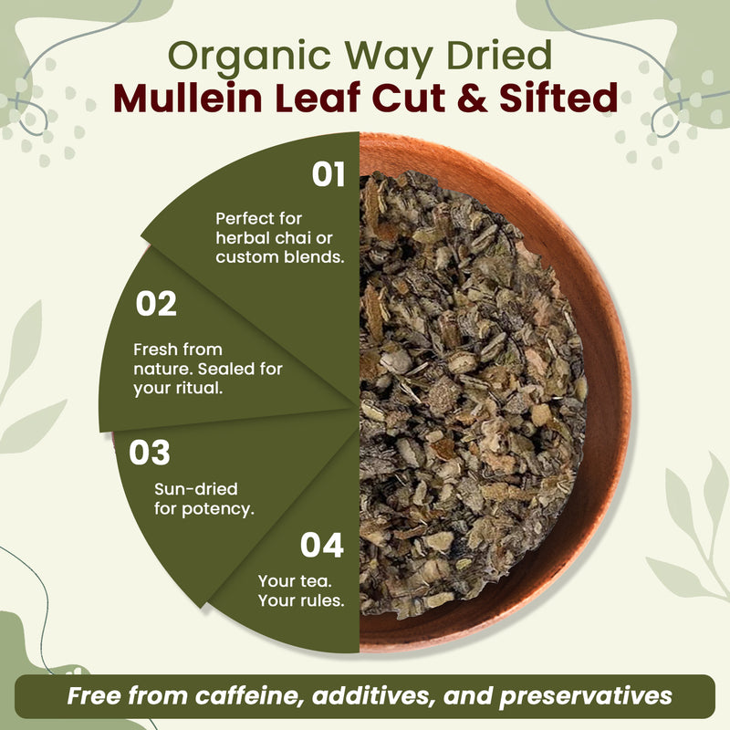 Mullein Leaf Cut & Sifted (Verbascum thapsus) Herbal Tea  - European Wild-Harvest | Kosher Certified | Non GMO & USDA Certified | Origin - Albania