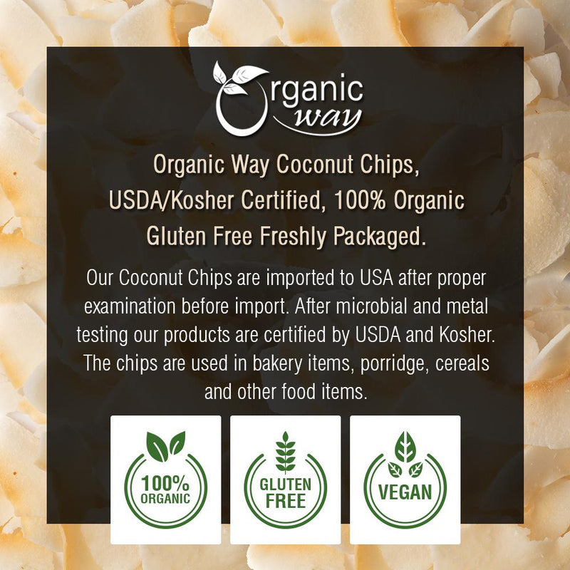 Organic Way Coconut Chips - Organic, Kosher & USDA Certified (1LBS / 16Oz)